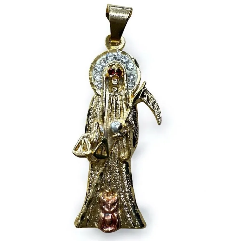 GOLD-PLATED SANTA MUERTE PENDANT (STEEL BASE)